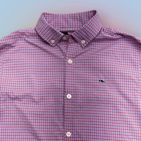 Vineyard Vines Other - VINEYARD VINES Youth Medium (12-14) Pink Blue Plaid WHALE Oxford Dress Shirt
